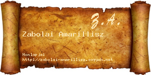 Zabolai Amarillisz névjegykártya